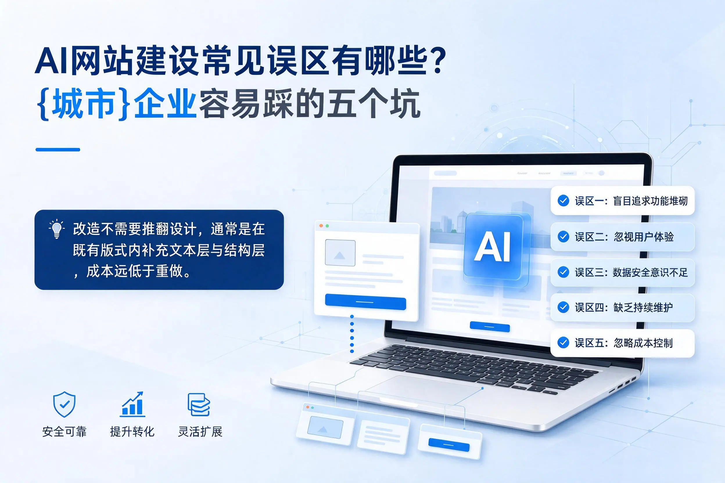 AI网站建设常见误区有哪些？池州企业容易踩的五个坑
