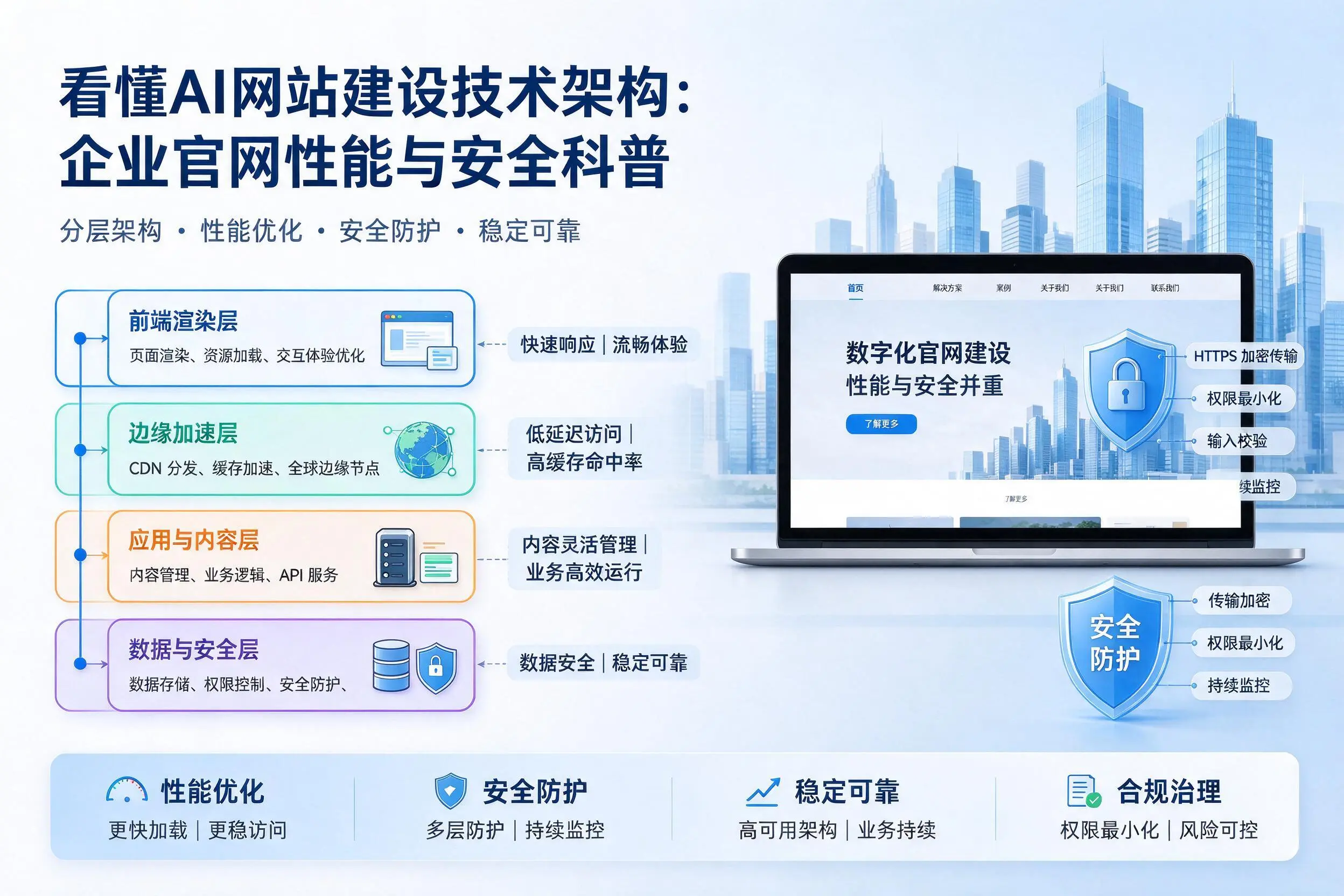 看懂AI网站建设技术架构:池州企业官网性能与安全科普