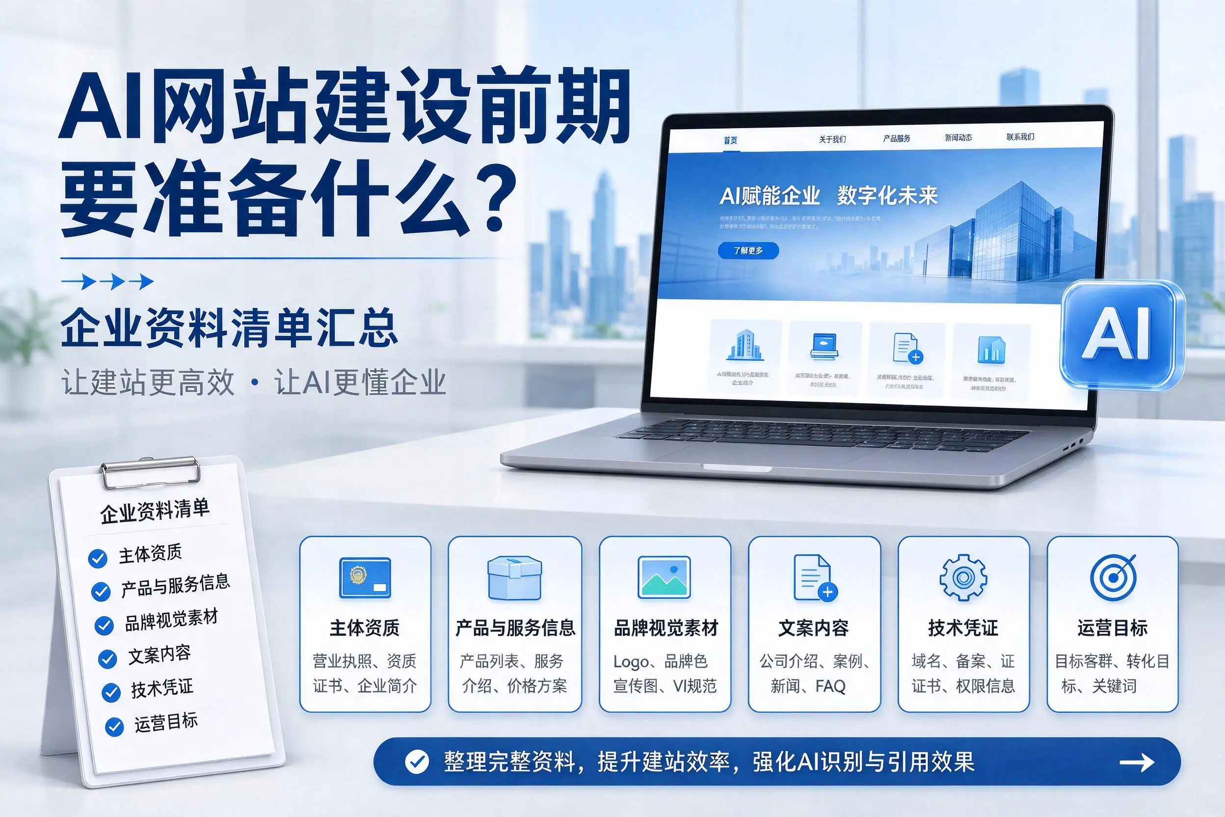 AI网站建设前期要准备什么？池州企业资料清单汇总