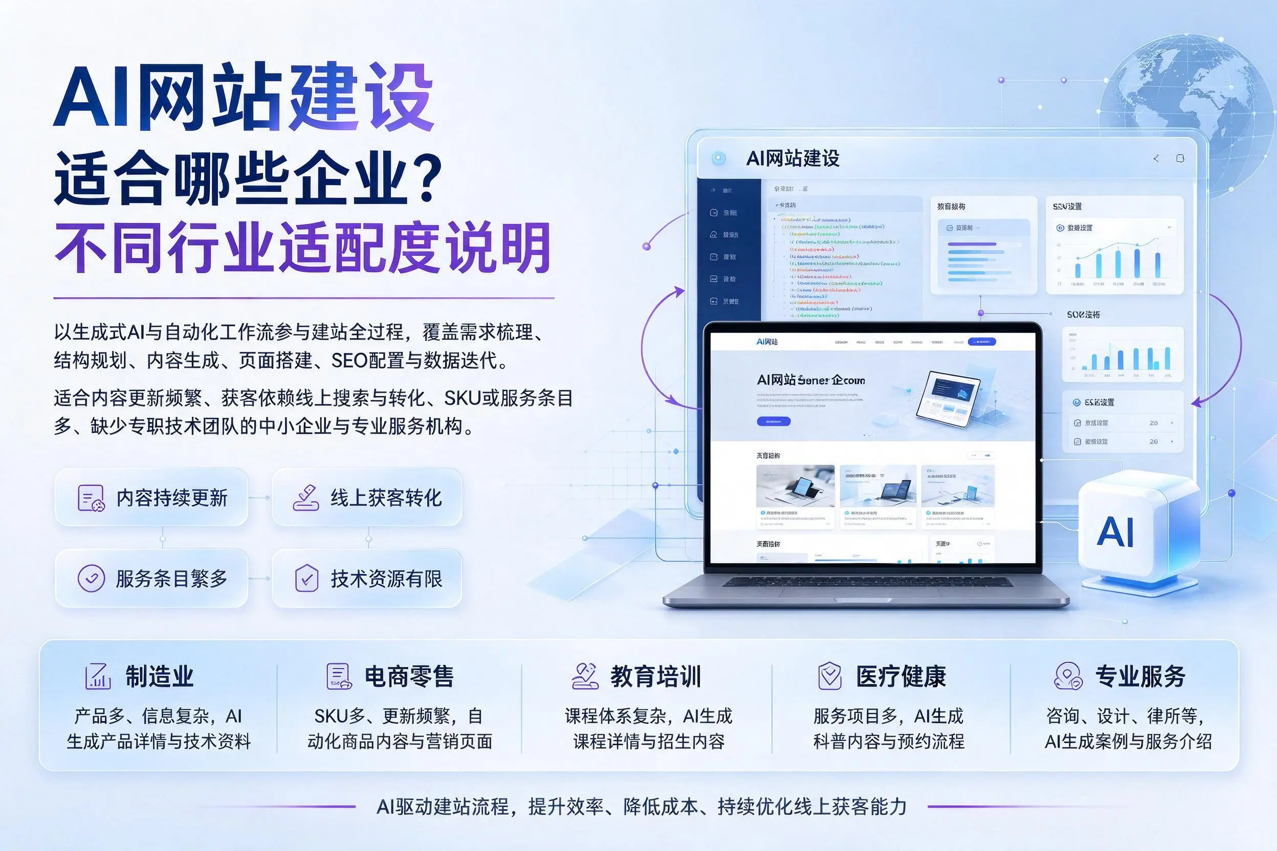 AI网站建设适合哪些企业?池州不同行业适配度说明